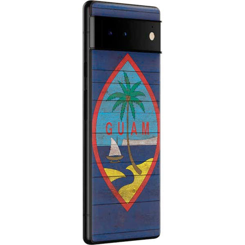 Guam Flag Dark Wood Google Pixel 6 Skin